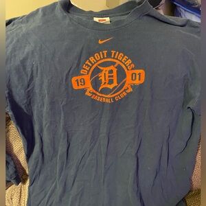 Nike Detroit Tigers Blue and Orange long sleeve Tee.
